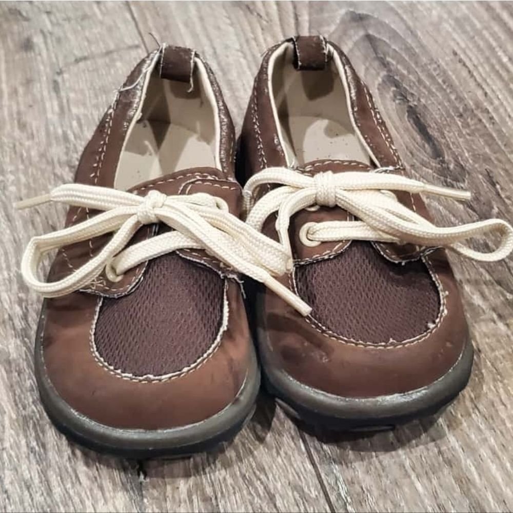 Baby Leather Shoes Size 4 Classic Brown Baby Shoes with Cream Laces